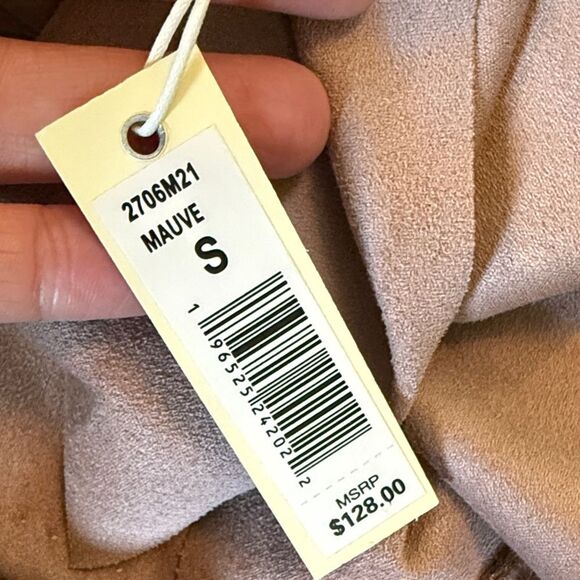 Max Studio London Faux Suede Women's Mauve Open Front Jacket size small - Picture 8 of 8